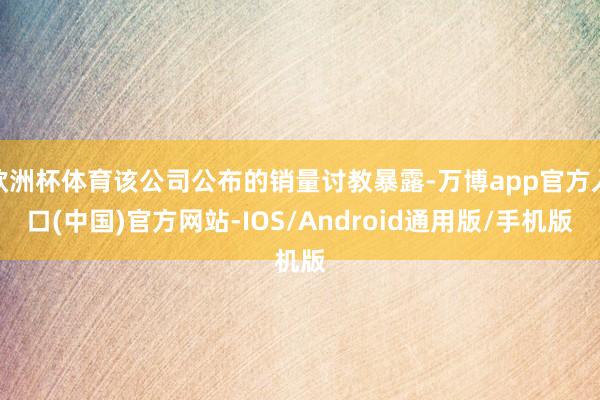 欧洲杯体育该公司公布的销量讨教暴露-万博app官方入口(中国)官方网站-IOS/Android通用版/手机版