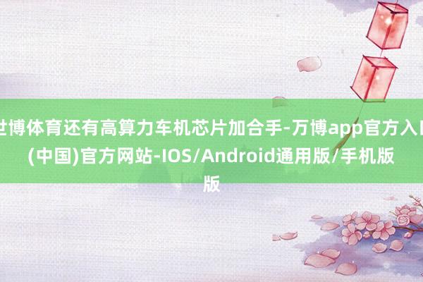 世博体育还有高算力车机芯片加合手-万博app官方入口(中国)官方网站-IOS/Android通用版/手机版