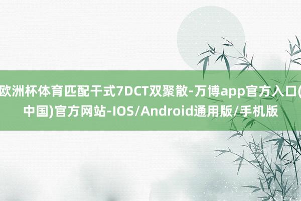 欧洲杯体育匹配干式7DCT双聚散-万博app官方入口(中国)官方网站-IOS/Android通用版/手机版