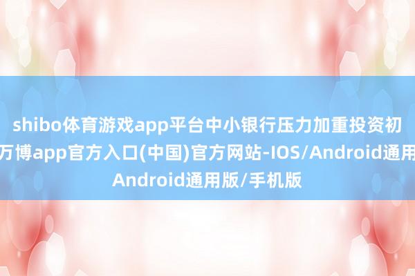 shibo体育游戏app平台中小银行压力加重　　投资初创还不够-万博app官方入口(中国)官方网站-IOS/Android通用版/手机版