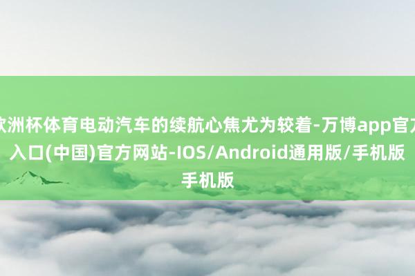 欧洲杯体育电动汽车的续航心焦尤为较着-万博app官方入口(中国)官方网站-IOS/Android通用版/手机版