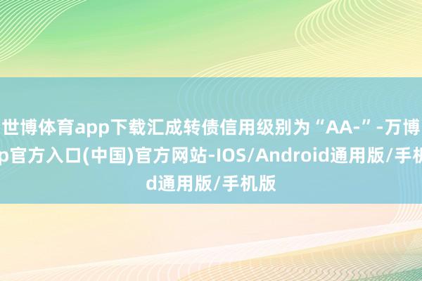 世博体育app下载汇成转债信用级别为“AA-”-万博app官方入口(中国)官方网站-IOS/Android通用版/手机版