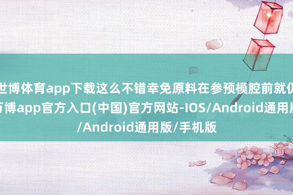 世博体育app下载这么不错幸免原料在参预模腔前就仍是融化-万博app官方入口(中国)官方网站-IOS/Android通用版/手机版